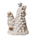 Wichtelstube-Kollektion 31cm Dekofigur  Winterkinder mit Schneemann LED beleuchtet Weihnachtdeko innen weiß