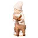 Wichtelstube-Kollektion Dekofigur Winterkind mit Rentier 25,5cm Weihnachtsdeko Figur Garten Innenbereich