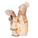 Wichtelstube-Kollektion Dekofigur Winterkind mit Schneemann LED beleuchtet Weihnachtdeko weiß 17cm